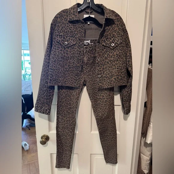 Pistola Denim Set, Leopard Print Jacket and Skinny Jeans, Size: XS/24 - Picture 2 of 10